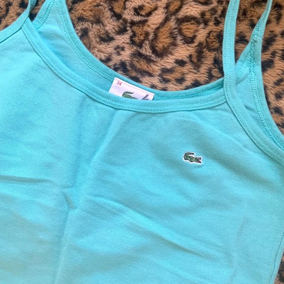 Lacoste Logo Short Cotton Summer Dress with Ruffle Frill - Picture 5 of 7